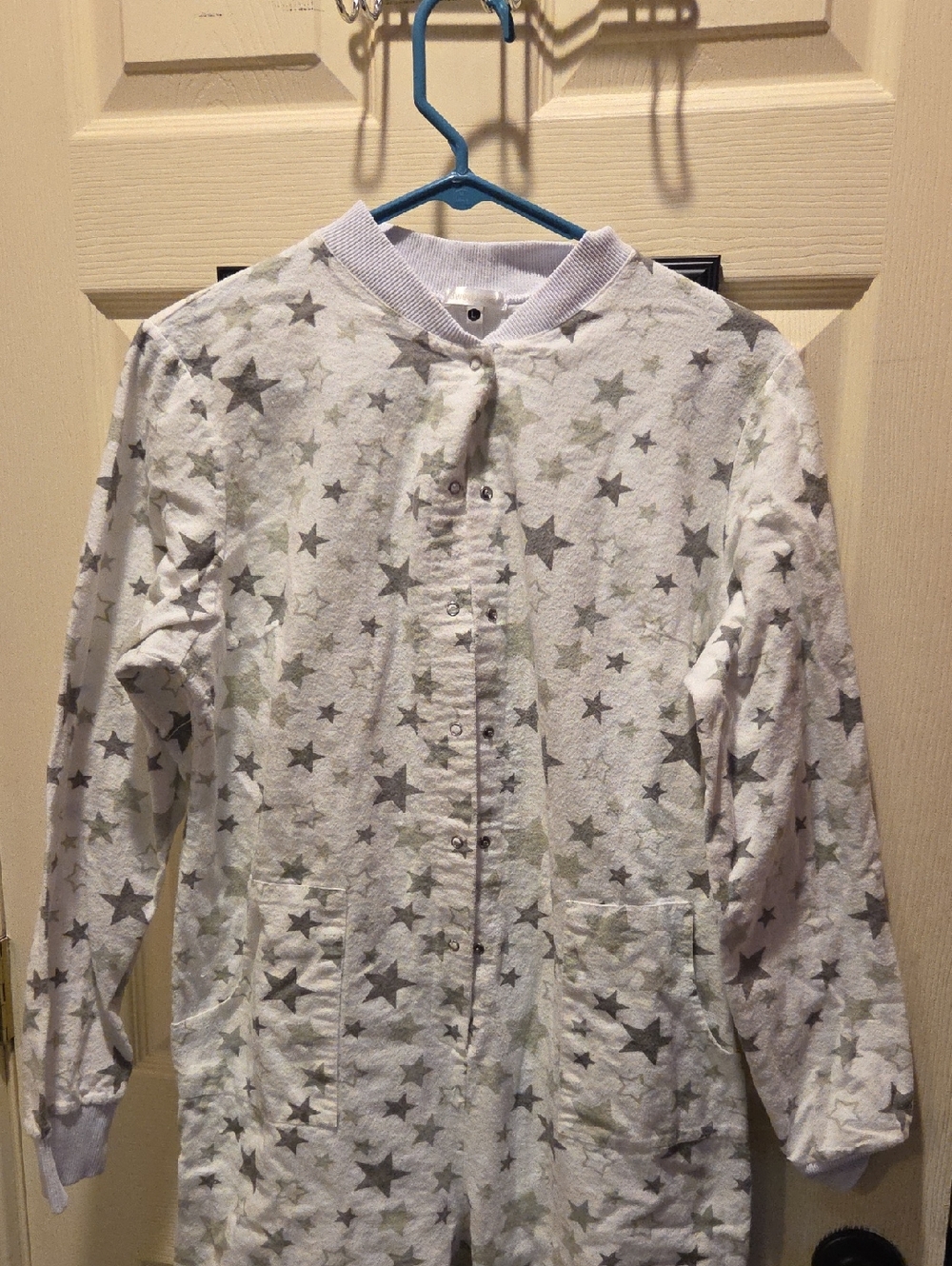 White Star Print Button-Up Onesie
